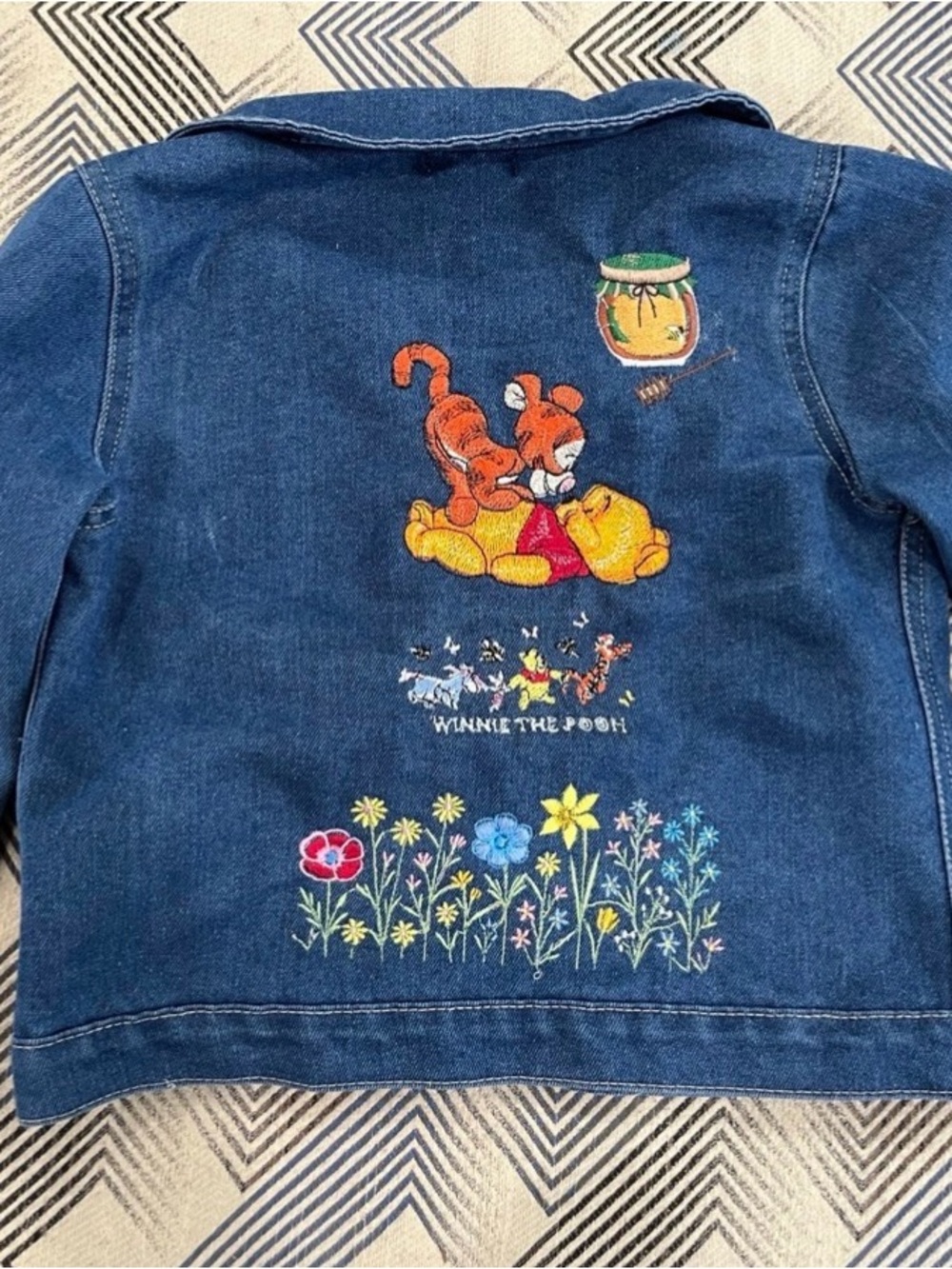 bebe Blue Denim Winnie the Pooh Embroidered Jacket
